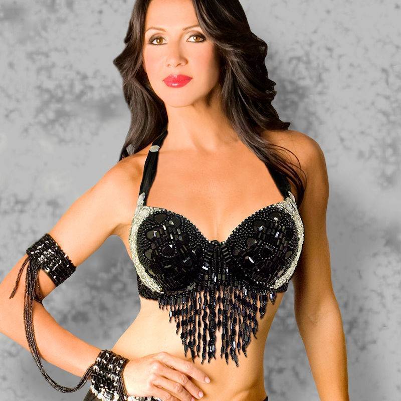 Tribal Belly Dance Push Up Beaded Bra Cup Vintage Gypsy Bra Bronze Coins  Sops