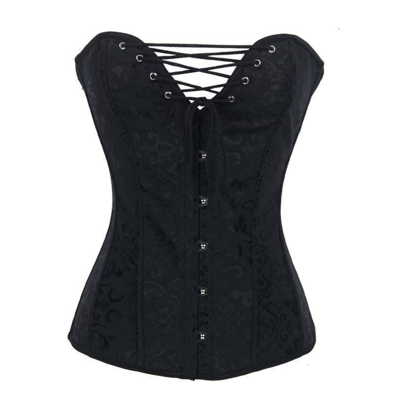 Steel Boned Corset Black with Lace Up 