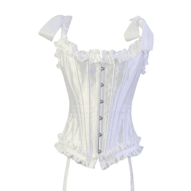 Exclusive white bridal steel-boned corset for tight lacing covered