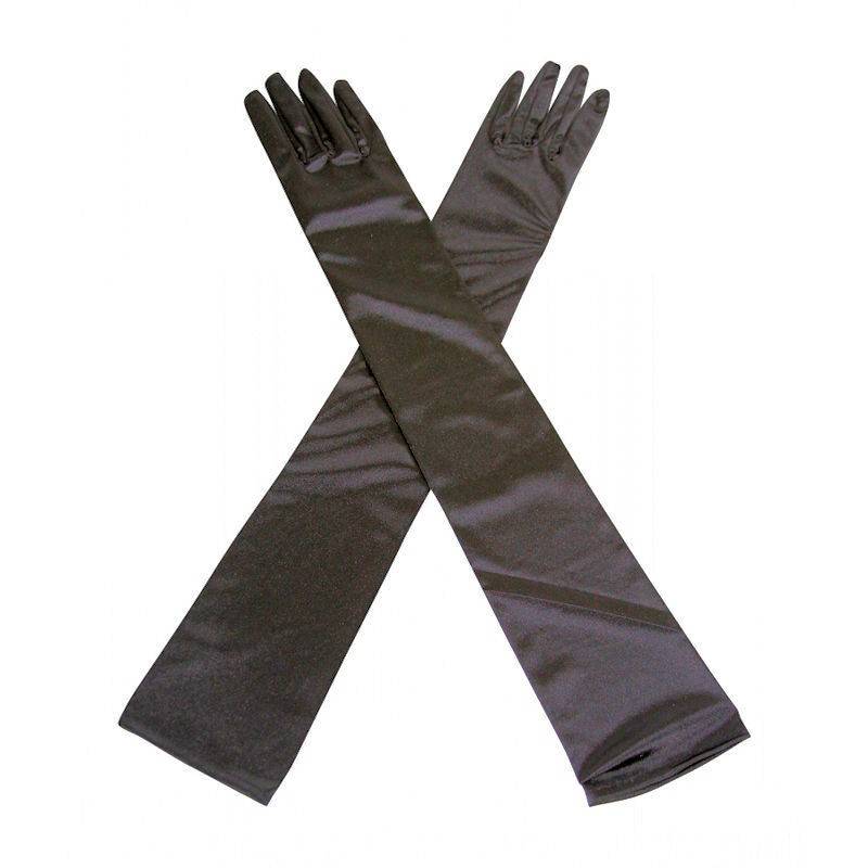 black fingerless satin gloves