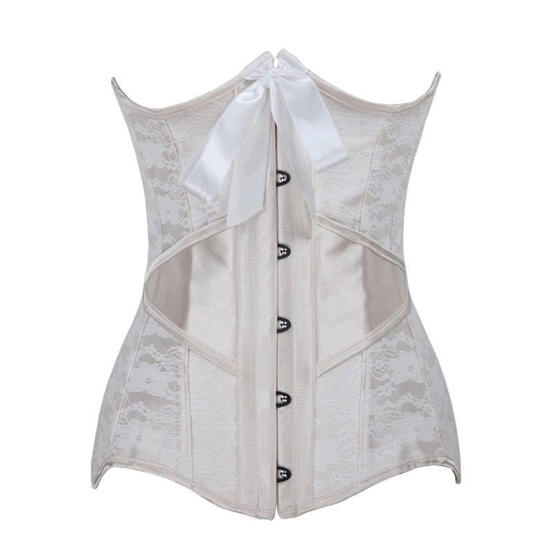 White Woven Underbust Corset Top, Two Piece Sets