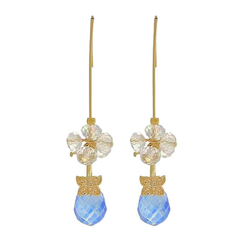 Earrings Blue Crystal Drop