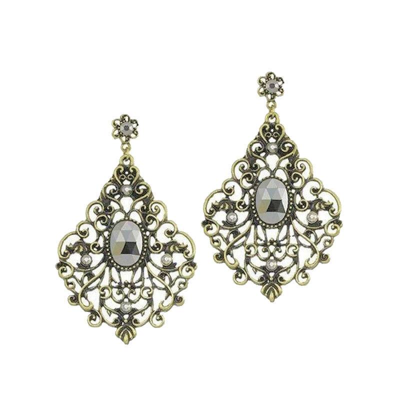 Earrings Vintage Jeweled Lace